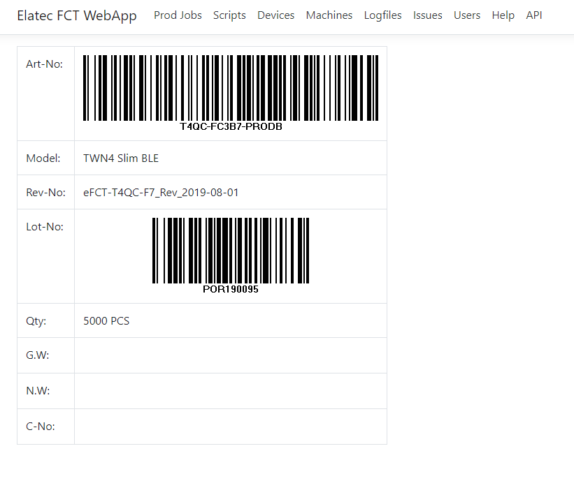 Example shipping mark